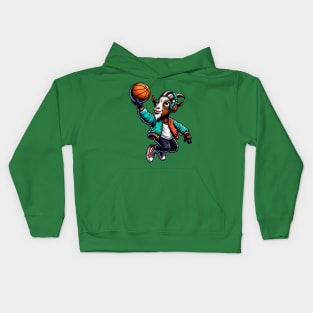 fun goat basketball Kids Hoodie